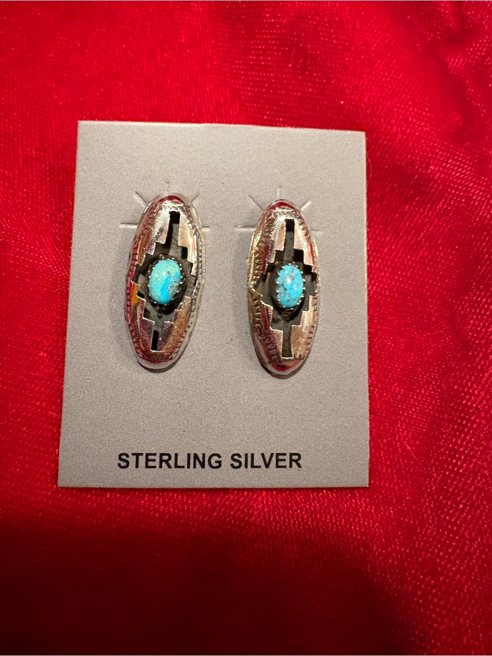 Native American Shadowbox Sterling 925 Post Back - Felix Perry